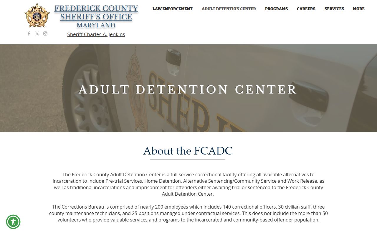 Frederick County inmate population Adult Detention Center source page