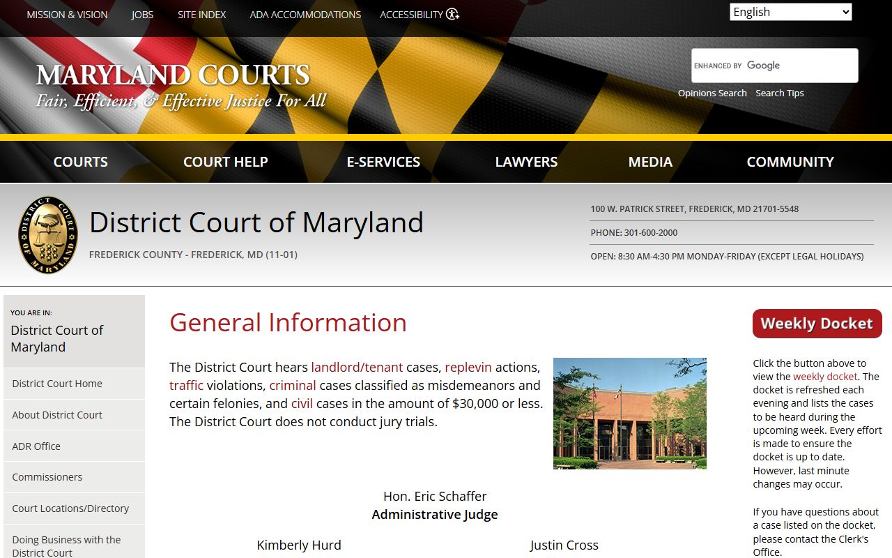 Frederick County court records after jail arrest District Court source